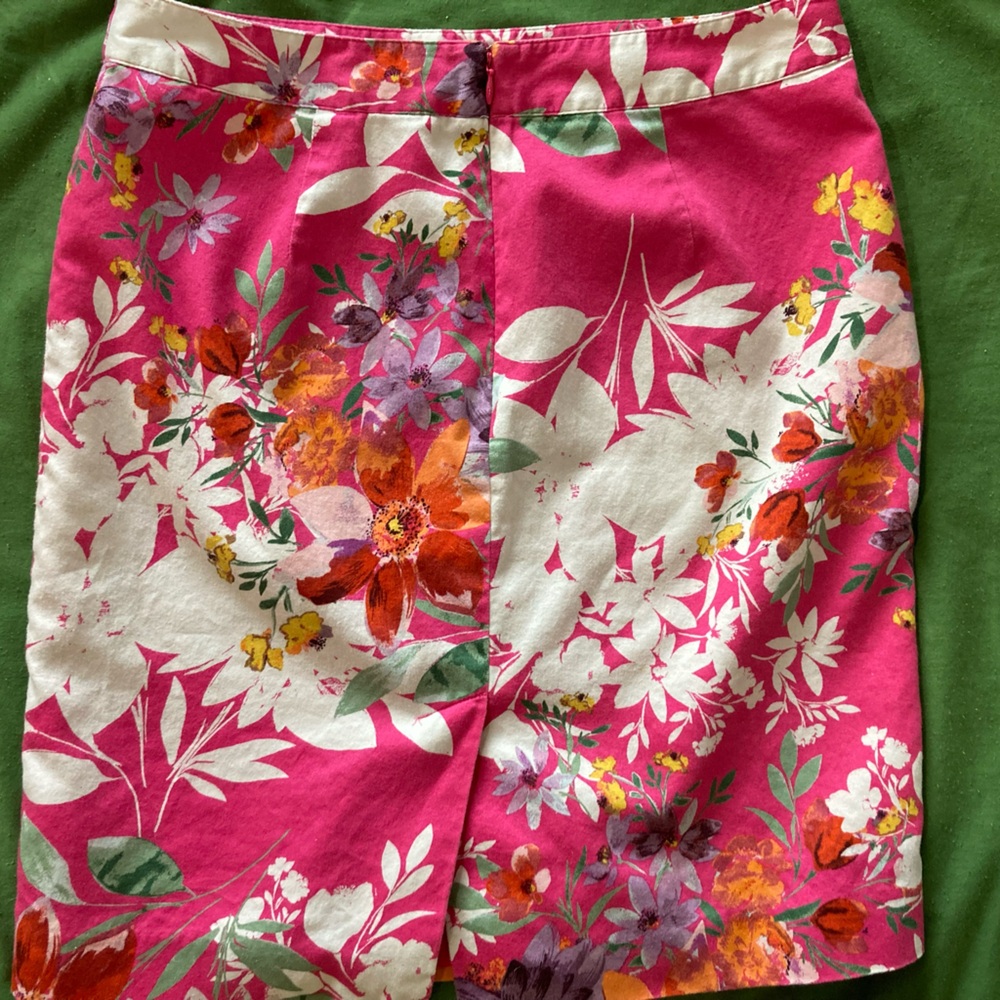 Van Heusen Studio Cotton Floral Lined Skirt 6 S Small - Picture 2 of 6